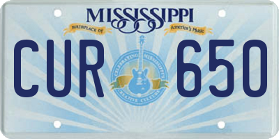 MS license plate CUR650