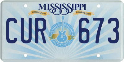 MS license plate CUR673