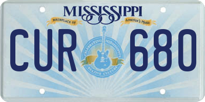 MS license plate CUR680