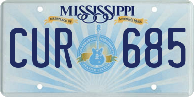 MS license plate CUR685