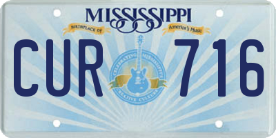 MS license plate CUR716