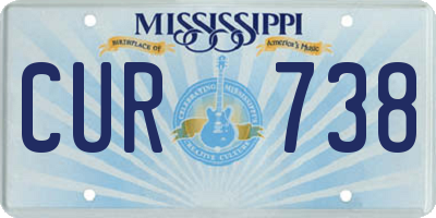 MS license plate CUR738