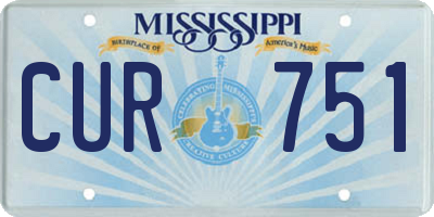 MS license plate CUR751