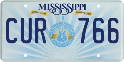 MS license plate CUR766