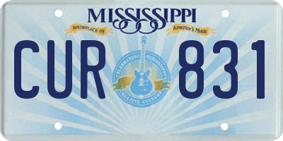 MS license plate CUR831