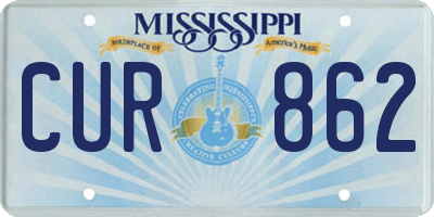 MS license plate CUR862