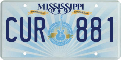 MS license plate CUR881