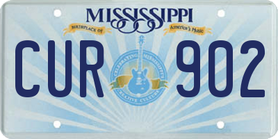 MS license plate CUR902