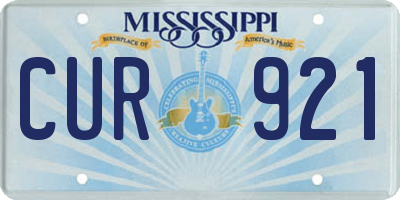 MS license plate CUR921