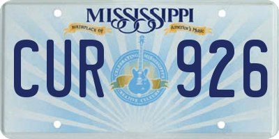 MS license plate CUR926