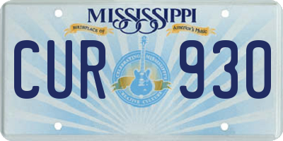 MS license plate CUR930
