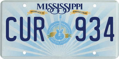 MS license plate CUR934