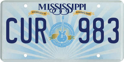 MS license plate CUR983