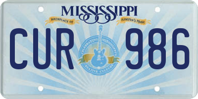 MS license plate CUR986