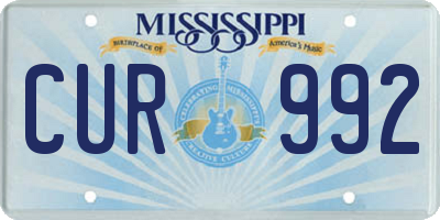 MS license plate CUR992