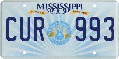 MS license plate CUR993