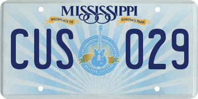 MS license plate CUS029