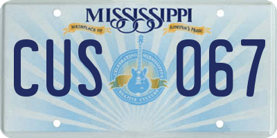 MS license plate CUS067