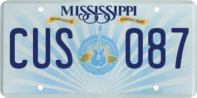 MS license plate CUS087