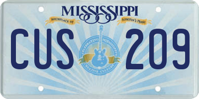 MS license plate CUS209
