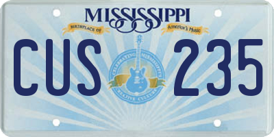 MS license plate CUS235