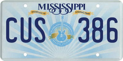 MS license plate CUS386