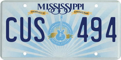 MS license plate CUS494