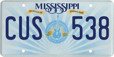 MS license plate CUS538