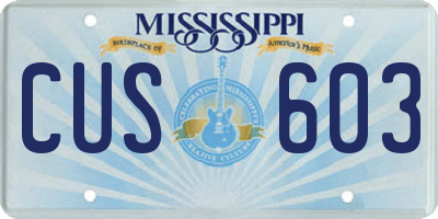 MS license plate CUS603
