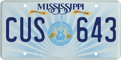 MS license plate CUS643