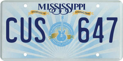 MS license plate CUS647