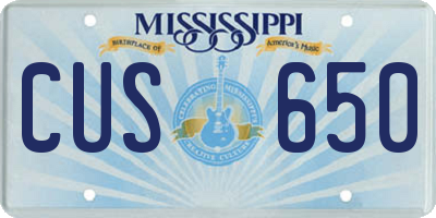 MS license plate CUS650
