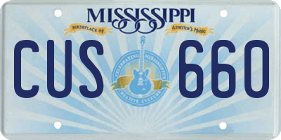 MS license plate CUS660