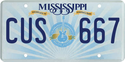MS license plate CUS667