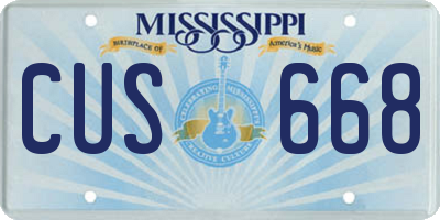 MS license plate CUS668