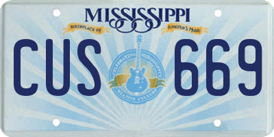 MS license plate CUS669