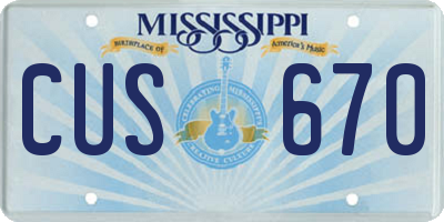 MS license plate CUS670