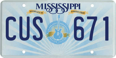 MS license plate CUS671