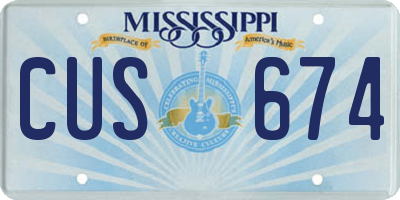 MS license plate CUS674