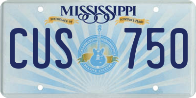 MS license plate CUS750
