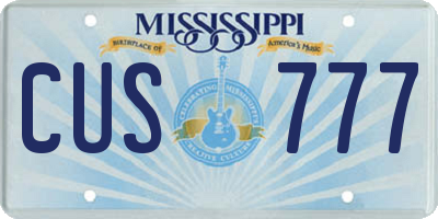 MS license plate CUS777