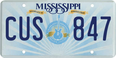 MS license plate CUS847