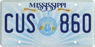MS license plate CUS860