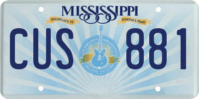 MS license plate CUS881