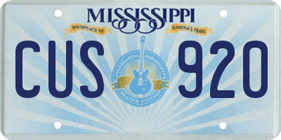 MS license plate CUS920