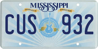 MS license plate CUS932