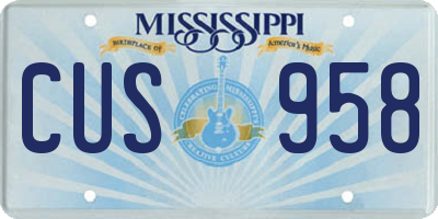 MS license plate CUS958