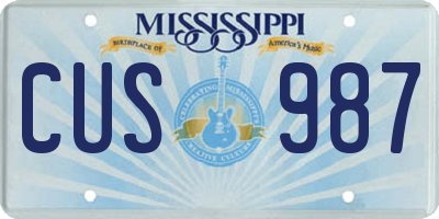 MS license plate CUS987