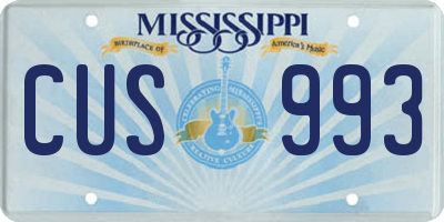 MS license plate CUS993