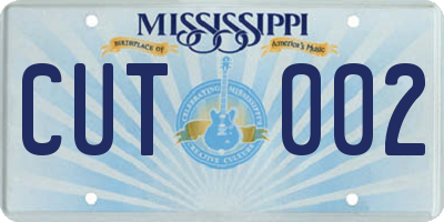 MS license plate CUT002